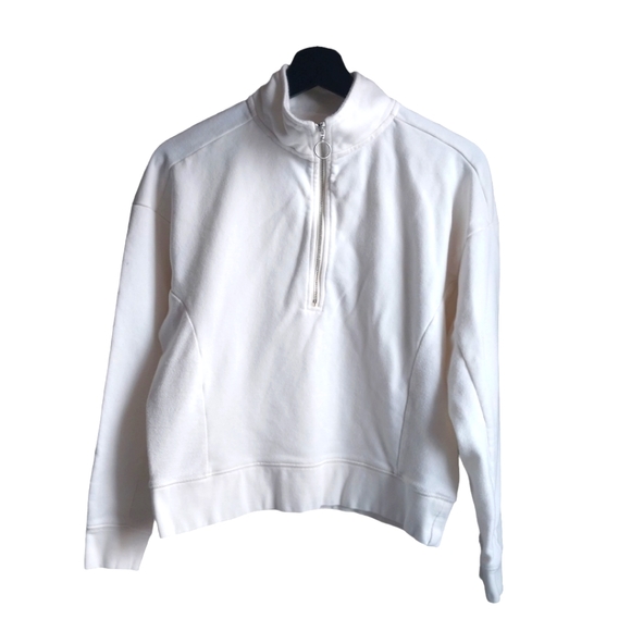 Paper Label Cropped Half Zip up Sweater size Small in white - Picture 2 of 10